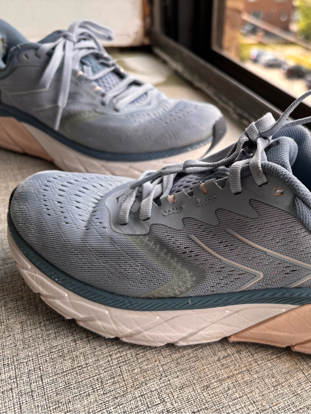 Hoka Light Blue and Blush Women's Running Shoes